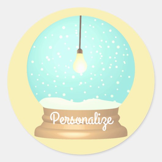 Hanging Glühbirnen Schneeflobe blau gelb einzigart Runder Aufkleber (Vorderseite)