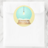 Hanging Glühbirnen Schneeflobe blau gelb einzigart Runder Aufkleber (Tasche)