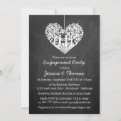 Hanging Heart Tree Chalkboard Engagement Party Einladung (Vorderseite)