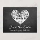 Hanging Heart Tree Chalkboard Save the Date Ankündigungspostkarte (Vorderseite)