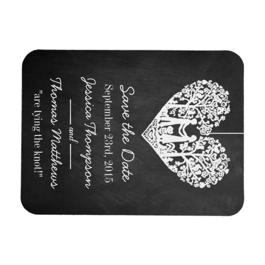 Hanging Heart Tree Chalkboard Save the Date Magnet (Horizontal)