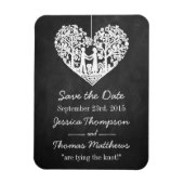 Hanging Heart Tree Chalkboard Save the Date Magnet (Vertikal)
