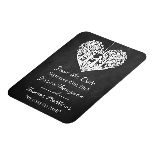 Hanging Heart Tree Chalkboard Save the Date Magnet (Linke Seite)