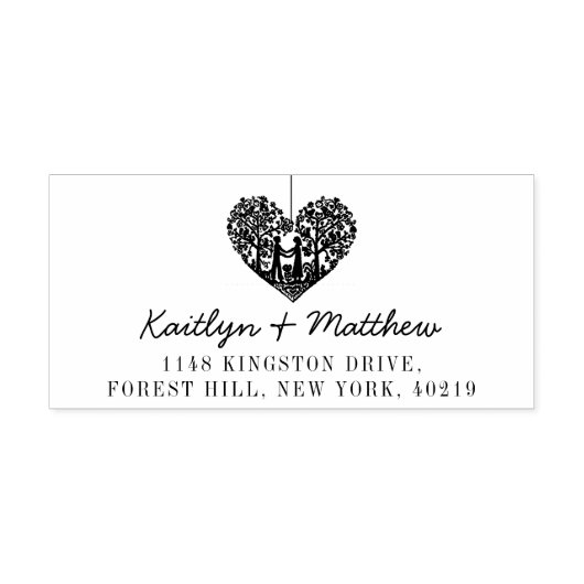 Hanging Heart Tree Wedding Rücksendeadresse Permastempel (Design)