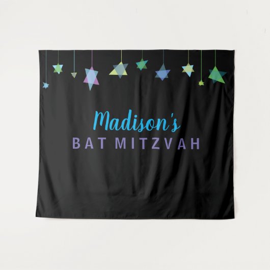 HANGING HEBREW LETTERS Bat Bar Mitzvah Foto Op Ba Wandteppich (Vorderseite (Horizontal))