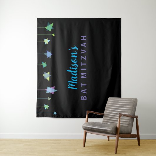 HANGING HEBREW LETTERS Bat Bar Mitzvah Foto Op Ba Wandteppich (Beispiel)