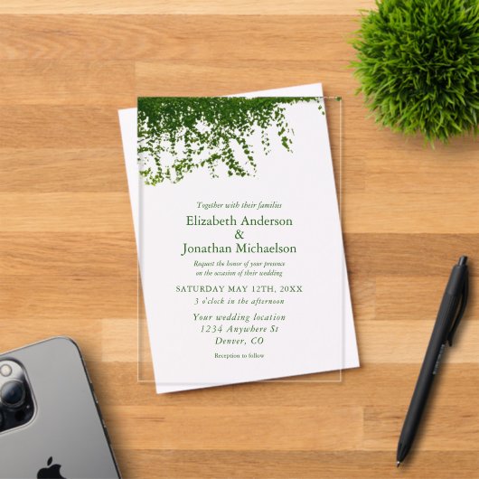 Hanging Ivy Greenery Wedding Acryleinladungen (Insitu (Einladungskarte))