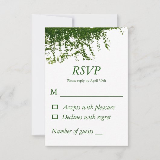 Hanging Ivy Greenery Wedding RSVP Karte (Vorderseite)