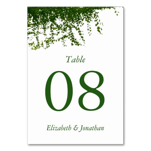 Hanging Ivy Greenery Wedding Tischnummer (Vorderseite)