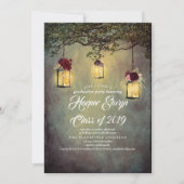 Hanging Lantern Lights Rustic Graduation Party Einladung (Vorderseite)