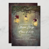 Hanging Lantern Lights Rustic Graduation Party Einladung (Vorne/Hinten)