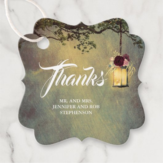 Hanging Lantern Rustic Floral Wedding Vielen Dank Geschenkanhänger (Vorderseite)