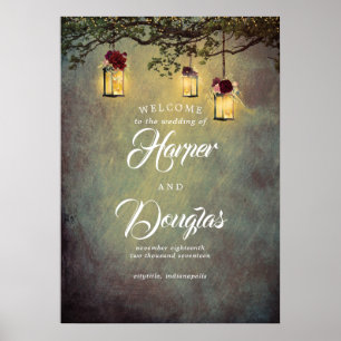 Hanging Lanterns Dreamy Wedding Willkommenszeichen Poster