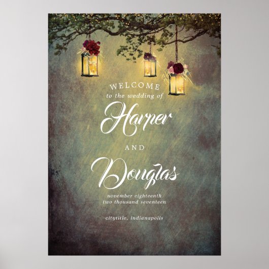 Hanging Lanterns Dreamy Wedding Willkommenszeichen Poster (Vorne)