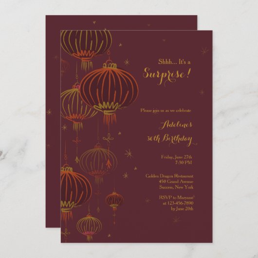 Hanging Lanterns Einladung (Vorne/Hinten)