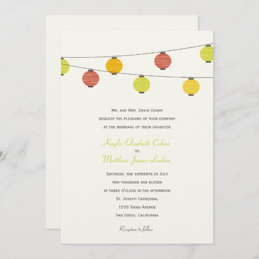 Hanging Lanterns Hochzeit Einladung (Vorne/Hinten)