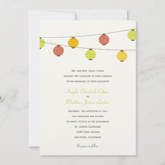 Hanging Lanterns Hochzeit Einladung (Vorderseite)