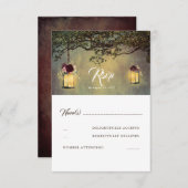 Hanging Lanterns Romantische Hochzeit im Herbst UA RSVP Karte (Vorne/Hinten)