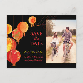 Hanging Lanterns Wedding Foto Save the Date Ankündigungspostkarte