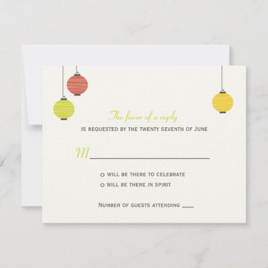 Hanging Lanterns Wedding RSVP Card Karte (Vorderseite)