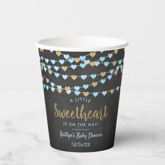 Hanging Liebe Herz Kleine Sweetheart Baby Dusche Pappbecher (Vorderseite)