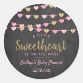 Hanging Liebe Herz Kleine Sweetheart Baby Dusche Runder Aufkleber (Vorderseite)