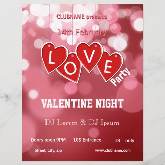 Hanging Liebe Sticker Hearts Valentines Party Flye Flyer (Vorne)