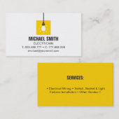 Hanging Light Bulb Icon Electrician Business Card Visitenkarte (Vorne/Hinten)