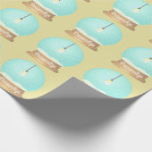 Hanging lightbulb Snowglobe niedlich gelb blau Geschenkpapier (Ecke)
