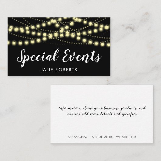 Hanging Lights Visitenkarte (Vorne/Hinten)