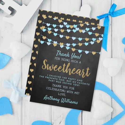 Hanging Love Hearts Little Sweetheart Birthday Dankeskarte