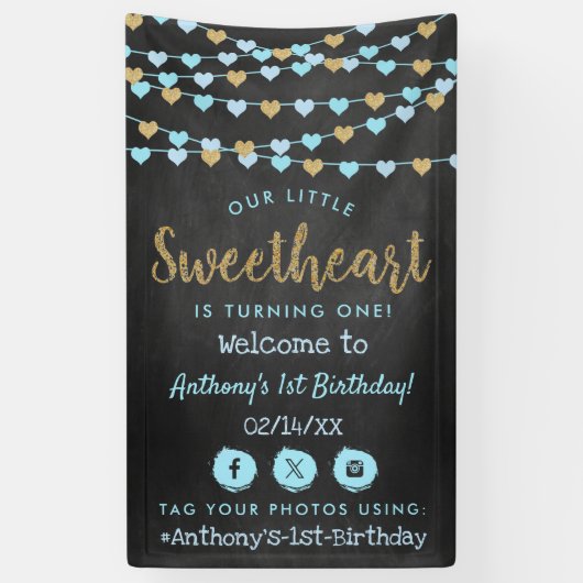 Hanging Love Hearts Sweetheart Birthday Welcome Banner (Vertikal)