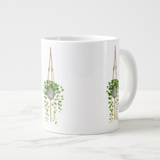 Hanging Macrame Plant Holder Boho Mug Jumbo-Tasse (Vorderseite Rechts)