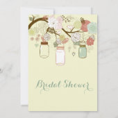 Hanging Mason Jar & Retro Blume Brautparty Einladung (Rückseite)