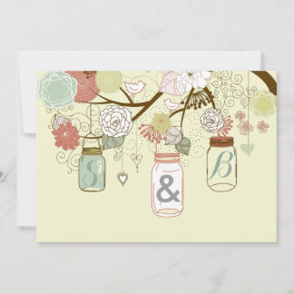 Hanging Mason Jar & Retro Blume Einladung Hochzeit