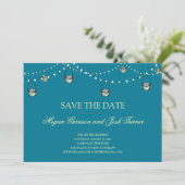 Hanging Mason Jars auf String of Lights STD Save The Date (Stehend Vorderseite)