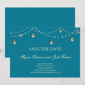 Hanging Mason Jars auf String of Lights STD Save The Date (Vorne/Hinten)