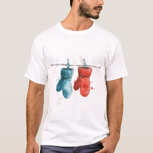 Hanging Mittens auf einer Clothesline Minimalistis T-Shirt