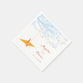 Hanging Orange Origami Paper Crane Asian Wedding Serviette (Ecke)