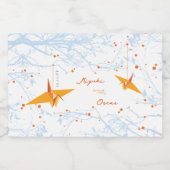 Hanging Orange Origami Paper Cranes Asiatische Hoc Alkoholflaschenetikett (Einzelnes Label)