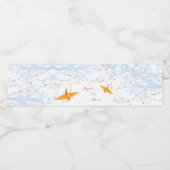 Hanging Orange Origami Paper Cranes Asiatische Hoc Wasserflaschenetikett (Einzelnes Label)