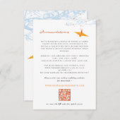 Hanging Origami Orange Crane Asiatische Hochzeitde Begleitkarte (Vorne/Hinten)