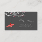 Hanging Origami Paper Crane Asian Wedding Registry Begleitkarte (Vorderseite)