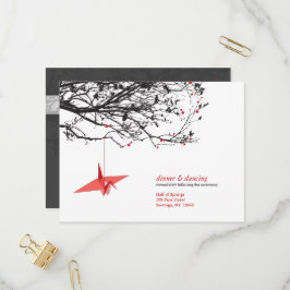Hanging Origami Paper Cranes Asian Wedding RSVP Einladungspostkarte