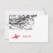 Hanging Origami Paper Cranes Asian Wedding RSVP Karte (Rückseite)