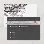 Hanging Origami Paper Cranes Asian Wedding RSVP Karte (Vorne/Hinten)