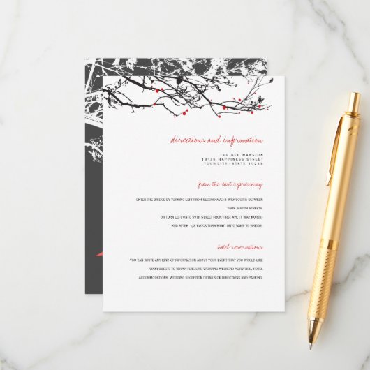 Hanging Origami Paper Cranes asiatische Hochzeitde Begleitkarte (Vorderseite/Rückseite Beispiel)