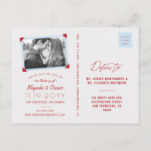 Hanging Origami Red Paper Cranes Zen Save the Date Ankündigungspostkarte (Rückseite)