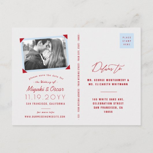 Hanging Origami Red Paper Cranes Zen Save the Date Ankündigungspostkarte (Rückseite)