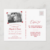 Hanging Origami Red Paper Cranes Zen Save the Date Ankündigungspostkarte (Rückseite)